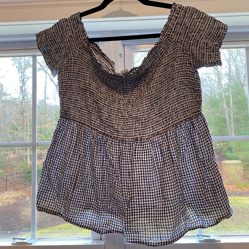 Gingham Print off  the shoulder top